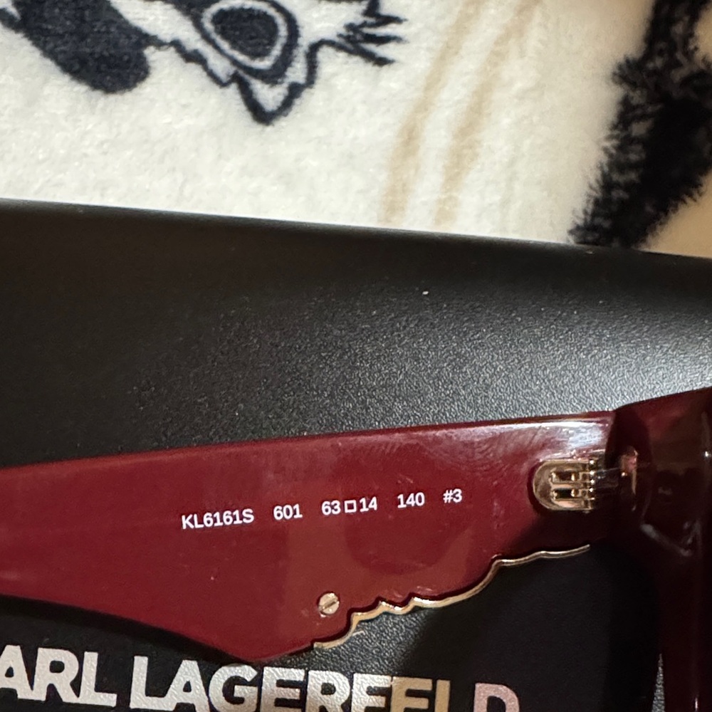 Karl Lagerfeld Dark Red Sunglasses With Case - Picture 6 of 12